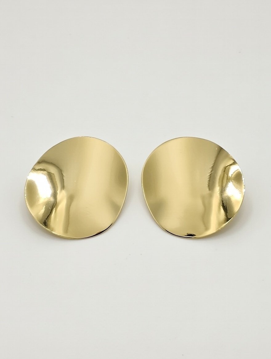 Golden Glam Hammered Disc Studs 18K Gold Plated Jewelry