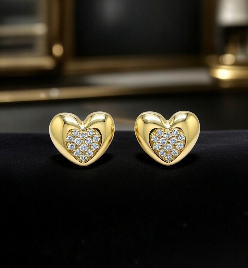 Aurum Crystal Hearts – Gem-Set Gold Studs - Image 2