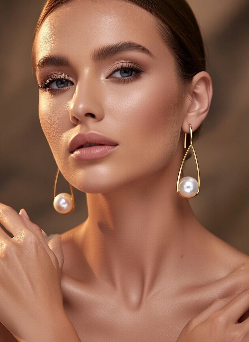 LunaDrop Pearl Teardrop Earrings – Gold Elegance - Image 2