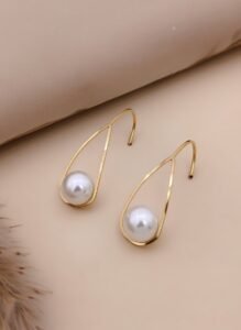 LunaDrop Pearl Teardrop Earrings – Gold Elegance