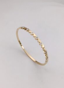 Romantic Heart & Crystal Kada – 18K Gold Plated Kada Luxury Bracelet