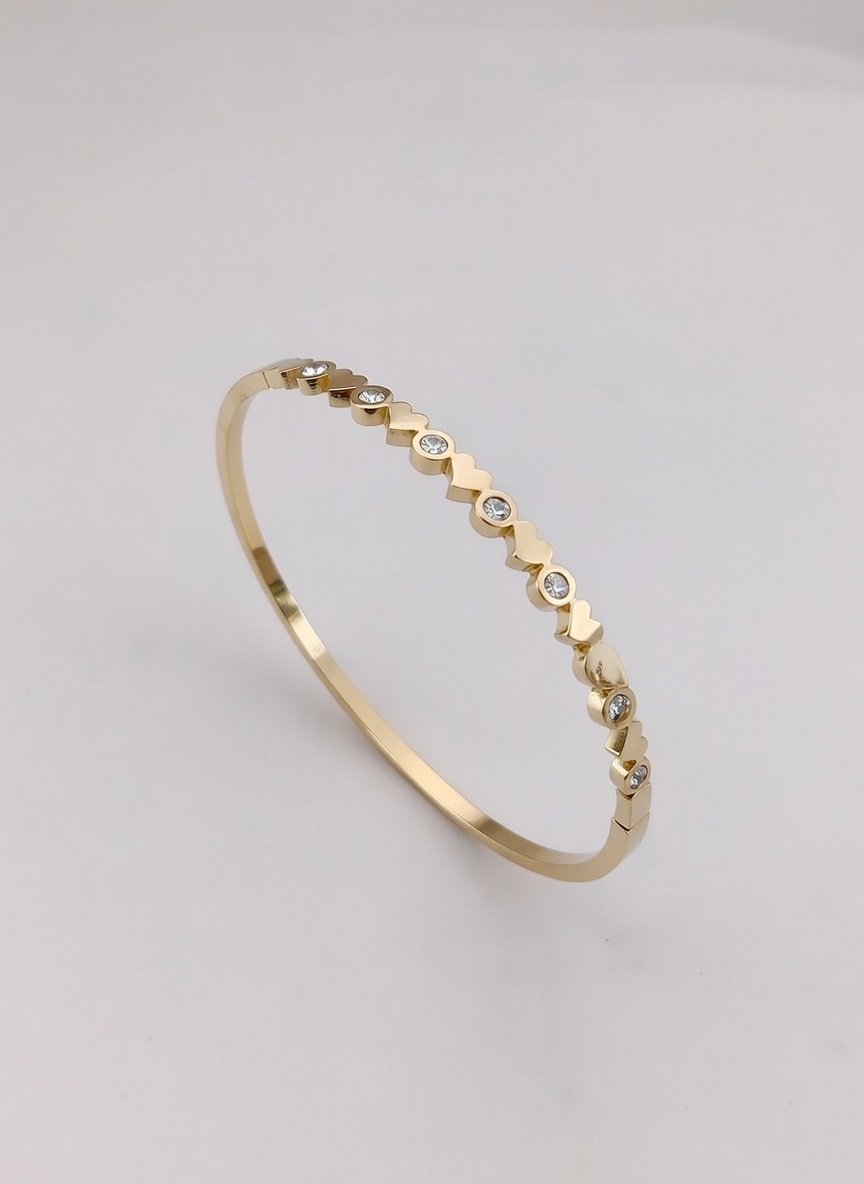 Romantic Heart & Crystal Kada Luxury Bracelet