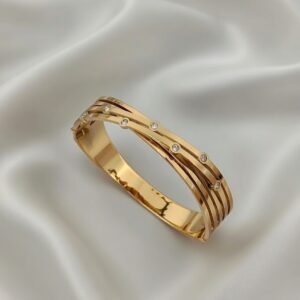 Luxury Triple-Layer Cross-Over Kada Bracelet 18K Gold Plated Just Jewel