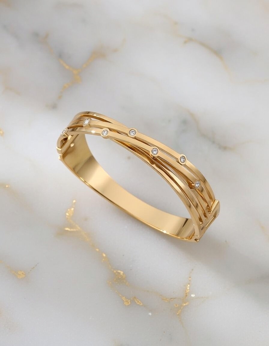 Luxury Triple-Layer Cross-Over Kada - 18K Gold Plated 316L Stainless Steel Kada - Image 4