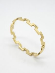 Vertex Muse – 18K Gold Plated 316L Stainless Steel Geometric Zigzag Kada for Women (Waterproof)