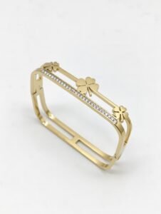 The Clover Lux – 18K Gold Plated Dual-Band Clover Kada