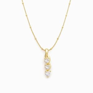 Triple heart drop pendant necklace in 18K gold-plated stainless steel