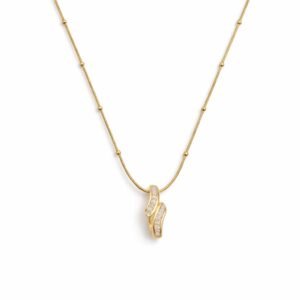 Baguette crystal twist pendant necklace in 18K gold-plated stainless steel