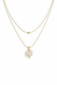 Elegant 18K Gold Plated Four-Leaf Clover Layered Necklace – 316L Stainless Steel, Double Layer Waterproof & Anti-Tarnish Chain