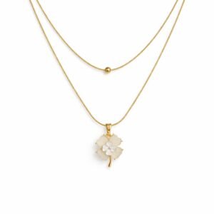 Four-leaf clover layered necklace in 18K gold-plated stainless steel