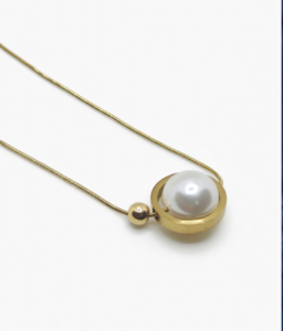 Just Jewel Gold Plated Pearl Pendant Necklace with Circular Frame – Anti Tarnish & Waterproof
