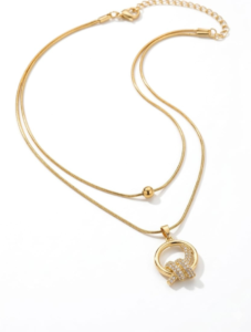 Premium 18K Gold Plated Interlocking Circle Pendant Necklace – 316L Stainless Steel, Anti-Tarnish & Waterproof