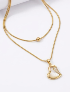 Luxury 18K Gold Plated Mother of Pearl Heart Necklace – 316L Stainless Steel, Waterproof & Anti-Tarnish