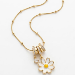 Charming 18K Gold Plated Daisy Flower Pendant Necklace – 316L Stainless Steel, Waterproof & Anti-Tarnish Floral Jewelry