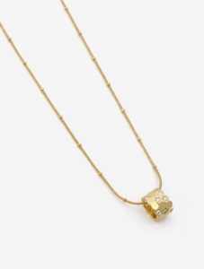 Modern 18K Gold Plated Geometric Cylinder Pendant Necklace – 316L Stainless Steel, Waterproof & Anti-Tarnish Beaded Chain