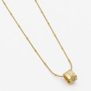 Modern 18K Gold Plated Geometric Cylinder Pendant Necklace – 316L Stainless Steel, Waterproof & Anti-Tarnish Beaded Chain