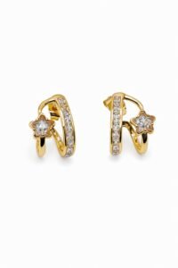 Premium Star Studded Gold Plated Earrings for Women | Unique Double-Loop Designer Studs | Waterproof & Anti-Tarnish Fashion Jewelry