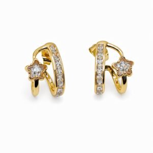 Premium Star Studded Gold Plated Earrings for Women | Unique Double-Loop Designer Studs | Waterproof & Anti-Tarnish Fashion Jewelry