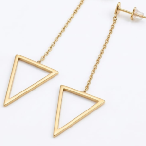 18K Gold Plated Geometric Triangle Drop Earrings | Waterproof & Anti-Tarnish Long Chain Earrings