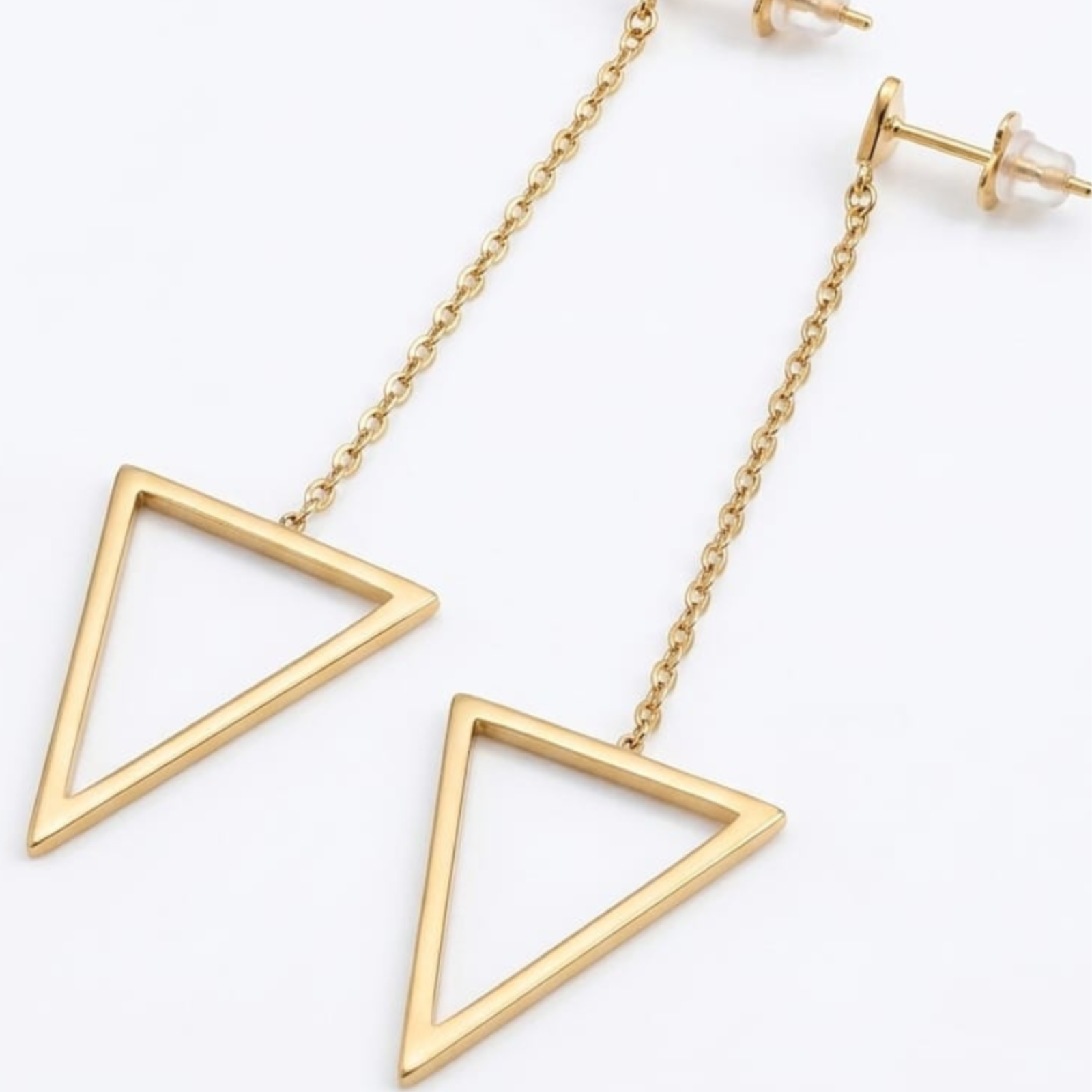 18K Gold Plated Geometric Triangle Drop Earrings