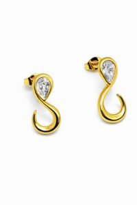 Infinite Grace Crystal Drop Earrings | Elegant S-Curve Gold Studs | 18k Gold Plated Waterproof & Anti-Tarnish Premium Jewelry