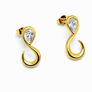 Infinite Grace Crystal Drop Earrings | Elegant S-Curve Gold Studs | 18k Gold Plated Waterproof & Anti-Tarnish Premium Jewelry