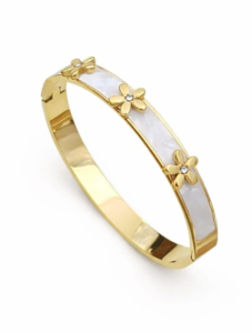 Ethereal Floral Bloom – Premium 18K Gold Plated Kada Bracelet | Anti-Tarnish Jewelry India