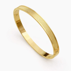 Linear Luxe Textured Gold Plated Kada Size 2.6 Waterproof Anti-Tarnish Just Jewel