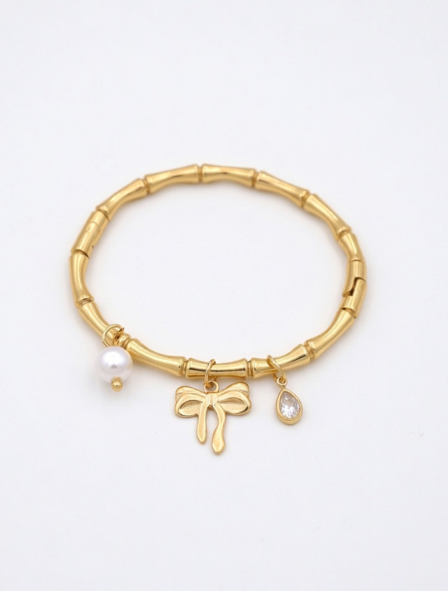 Imperial Greek Fret Meander Pattern Gold Plated Kada Size 2.6 Waterproof Anti-Tarnish Just Jewel