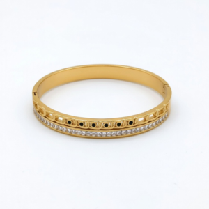 Golden Braid Luxe Twisted Gold Plated Kada Size 2.6 Waterproof Anti-Tarnish Just Jewel