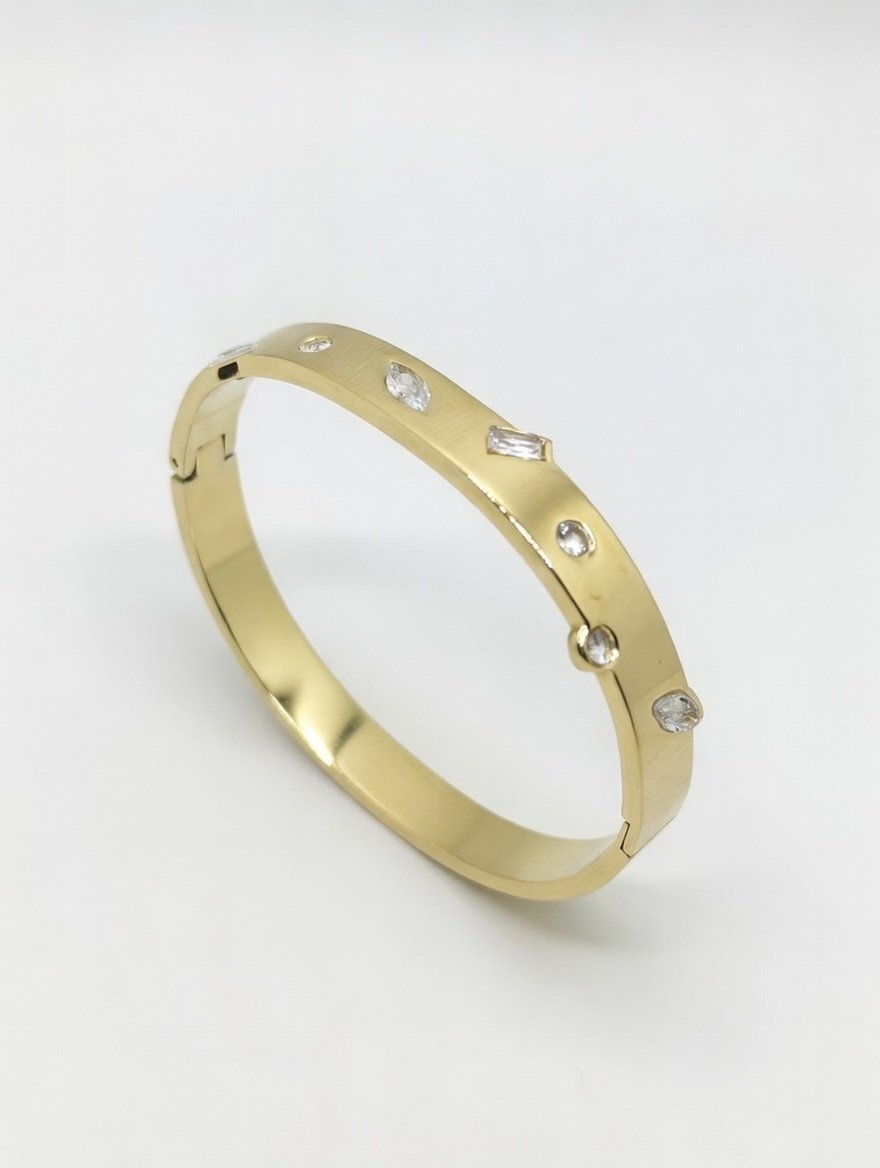 18K Gold Plated 316L Stainless Steel Bracelet with Stones Size 2.6