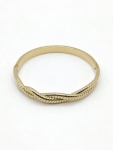 Gold Braided Twist Bangle | 18K Gold Plated Stainless Steel