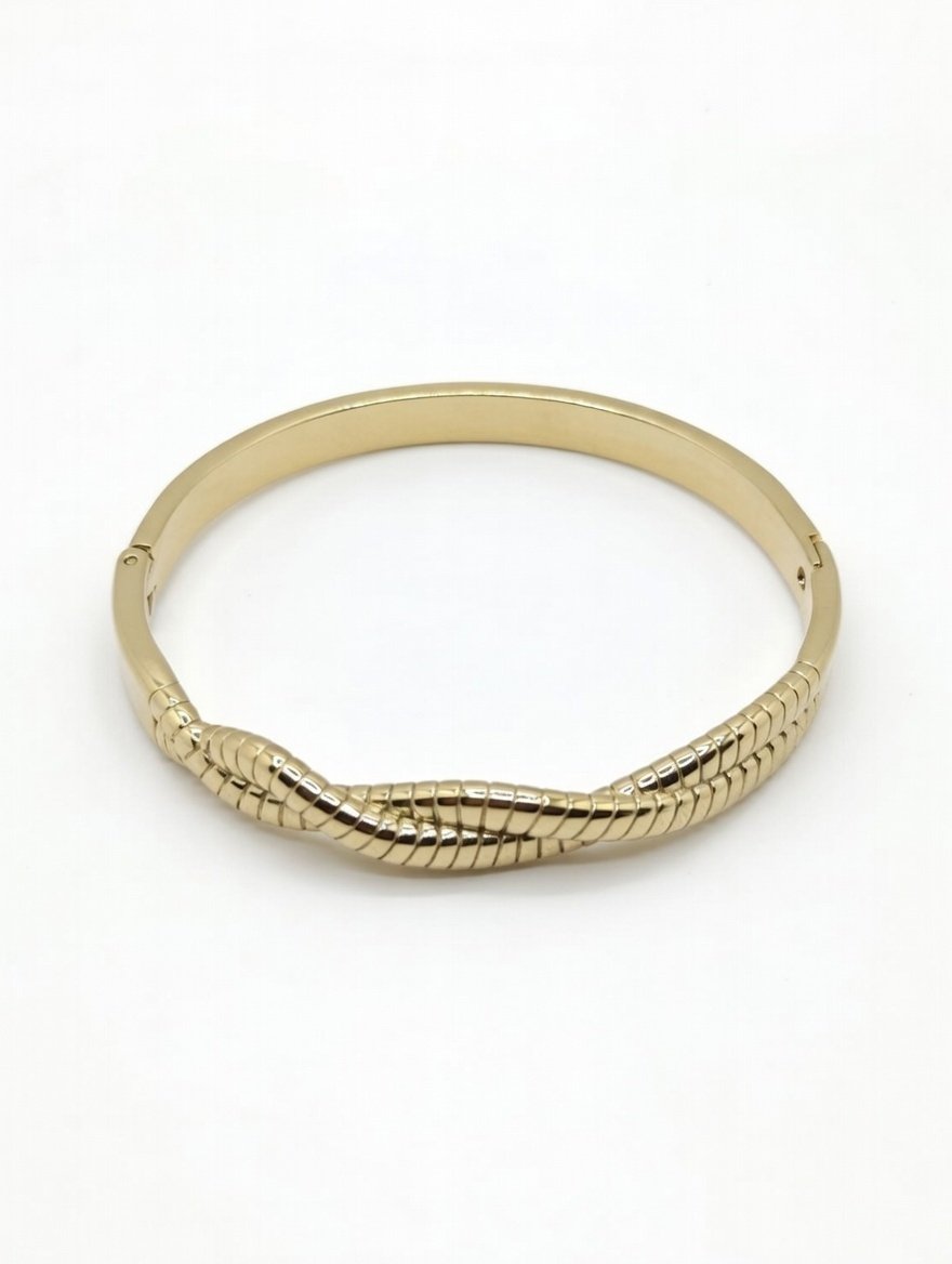 Gold Braided Twist Bangle