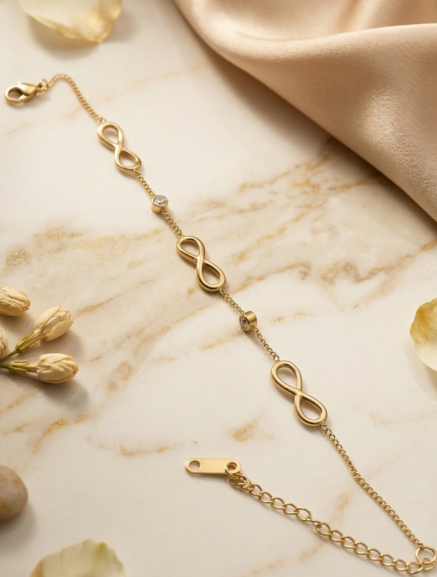 18K Gold Plated Infinity Link Bracelet | Anti-Tarnish & Waterproof Jewelry