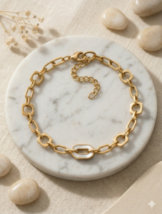 18K Gold Plated Bold Geometric Link Chain Bracelet | Anti-Tarnish & Waterproof Statement Jewelry