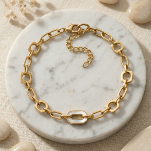 18K Gold Plated Bold Geometric Link Chain Bracelet | Anti-Tarnish & Waterproof Statement Jewelry