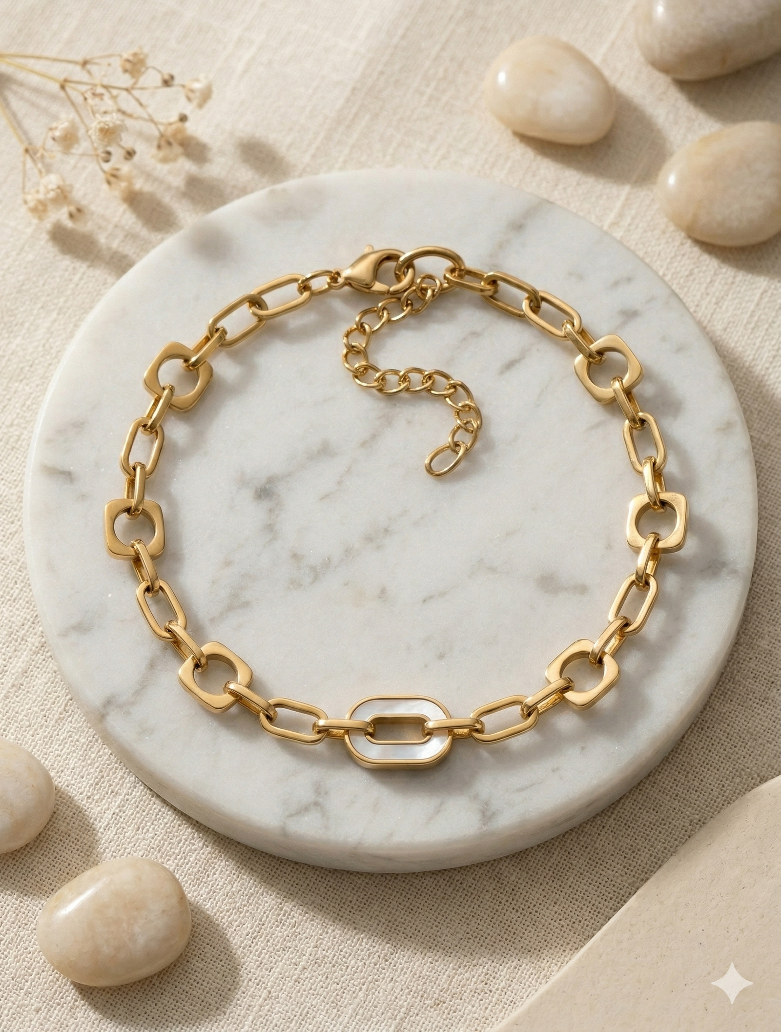 18K Gold Plated Bold Geometric Link Chain Bracelet | Anti-Tarnish & Waterproof Statement Jewelry