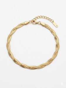 18K Gold Plated Twisted Herringbone Snake Chain Bracelet | Waterproof & Anti-Tarnish Braided Gold Jewelry