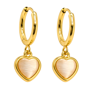 18K Gold Plated Heart Drop Huggie Hoop Earrings for Women - Just Jewel Anti-Tarnish Jewelry