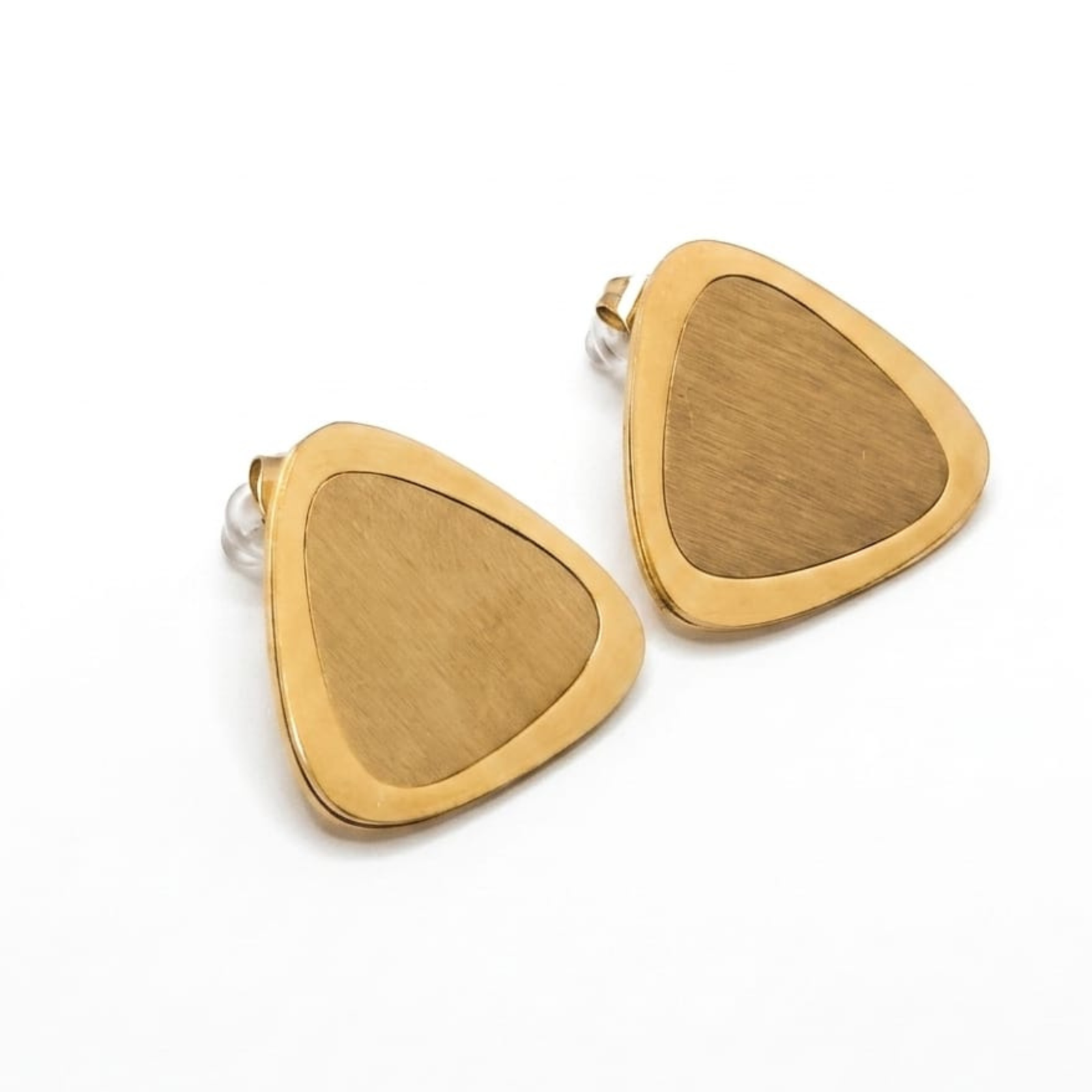 18K Gold Plated Geometric Triangle Stud Earrings - Anti-Tarnish Stainless Steel