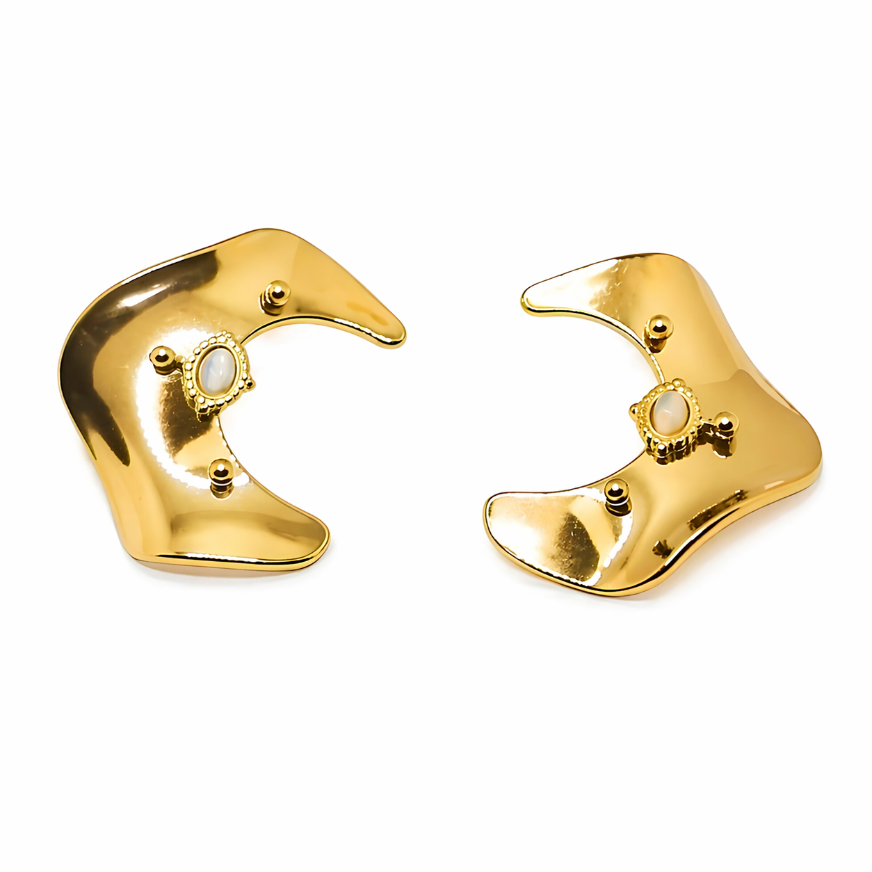 Just Jewel 18K Gold Plated Abstract Crescent Stud Earrings - Anti-Tarnish Statement Jewelry