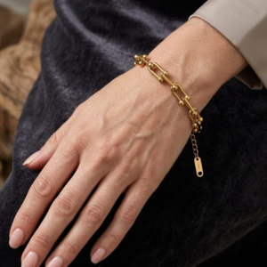 18K Gold Plated U-Link Chain Bracelet for Women - Waterproof Anti-Tarnish Jewelry