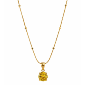 316L Stainless Steel Yellow Zirconia Necklace - Waterproof & Anti-Tarnish
