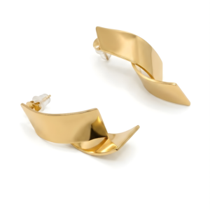Just Jewel TM Twisted Gold Ribbon Stud Earrings in 18K Gold Plated Stainless Steel