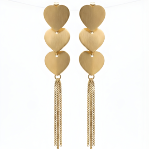 Just Jewel 18K Gold Plated Triple Heart Long Tassel Drop Earrings for Women