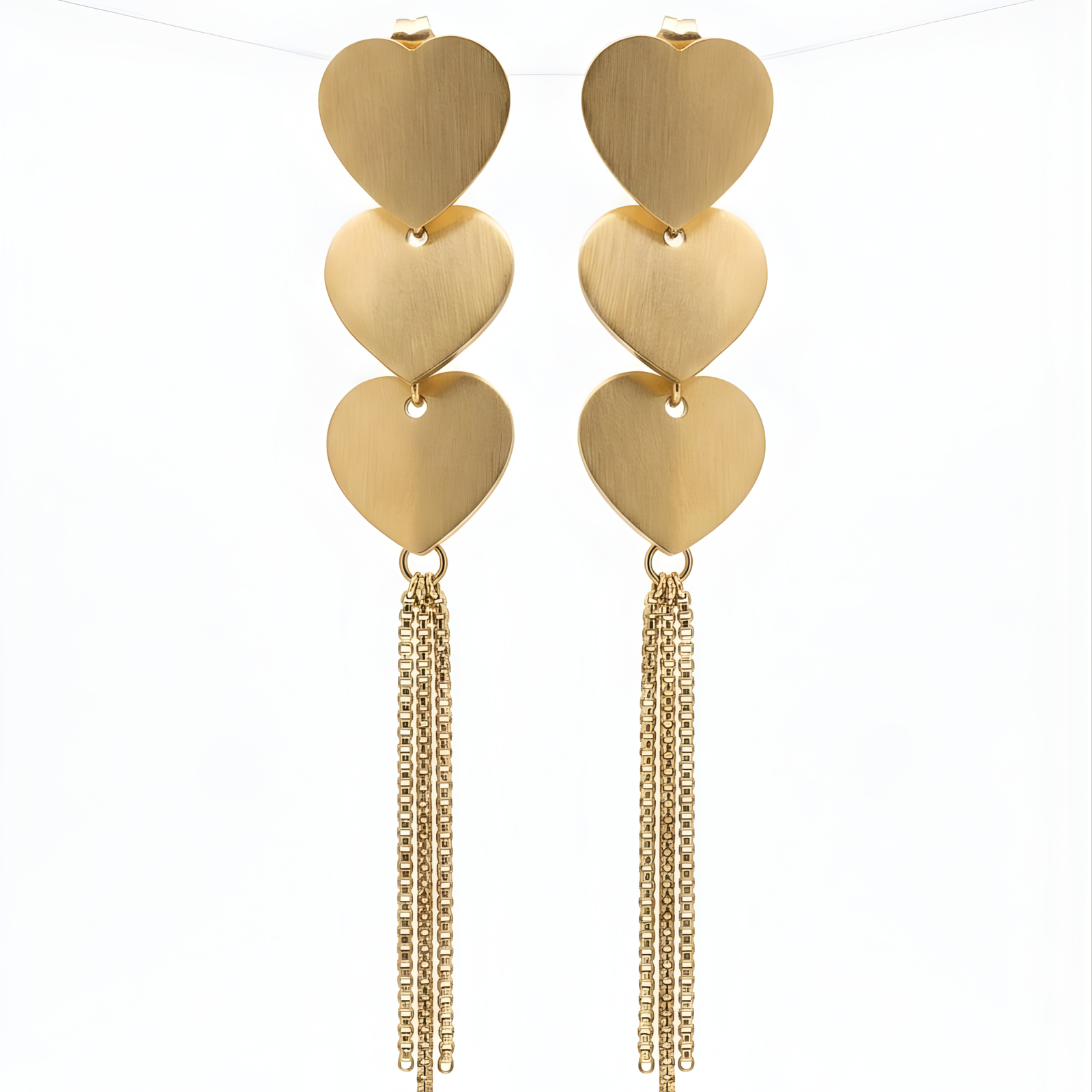 Just Jewel 18K Gold Plated Triple Heart Long Tassel Drop Earrings for Women