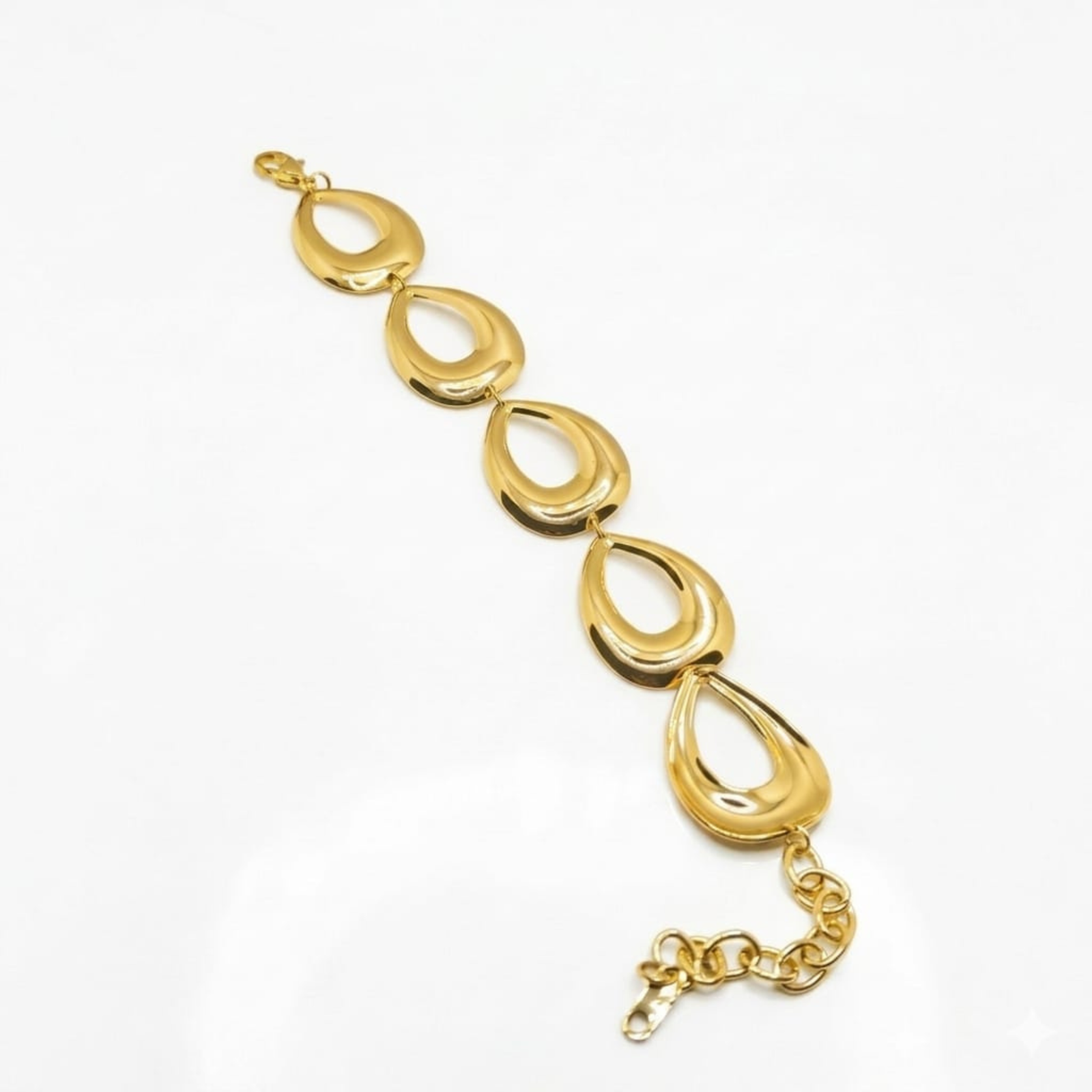 Just Jewel TM Teardrop Link Statement Bracelet – 18K Gold Plated 316L Stainless Steel, Anti-Tarnish & Waterproof – Bold Geometric Jewelry for Women