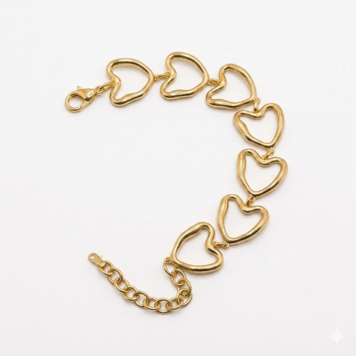 Elegant 18K Gold Plated Linked Heart Bracelet for Women | Anti-Tarnish Stainless Steel Jewelry