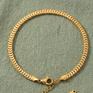 18K gold plated crescent moon link anti tarnish textured bracelet for women - JustJewel Premium Collection