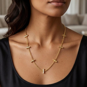 Gold Plated Multi-Cylinder Charm Rope Chain Necklace from justjewel.co.in, waterproof and anti-tarnish jewelry.